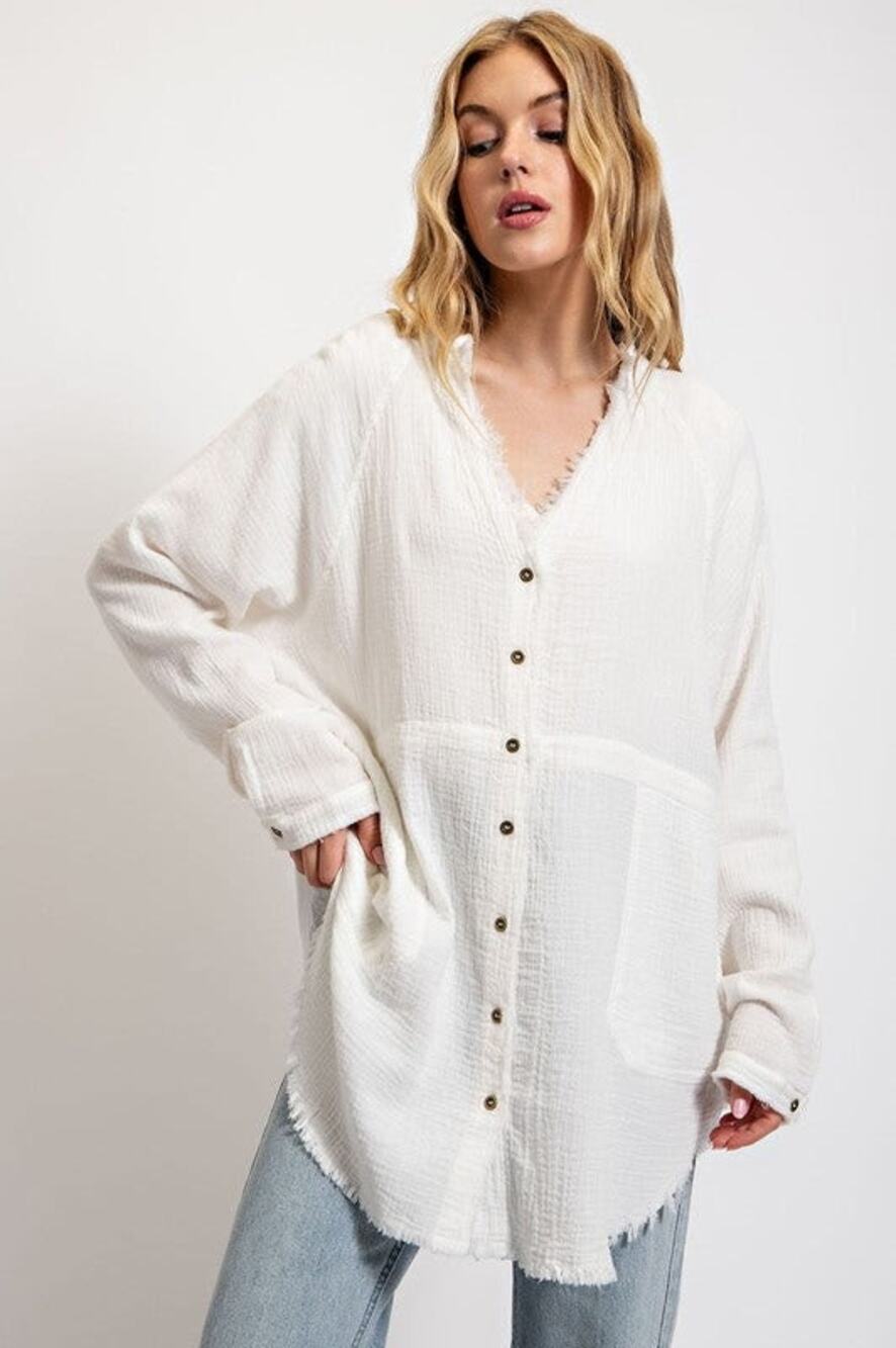 We The Free Oversized Gauze Shirt - Size S